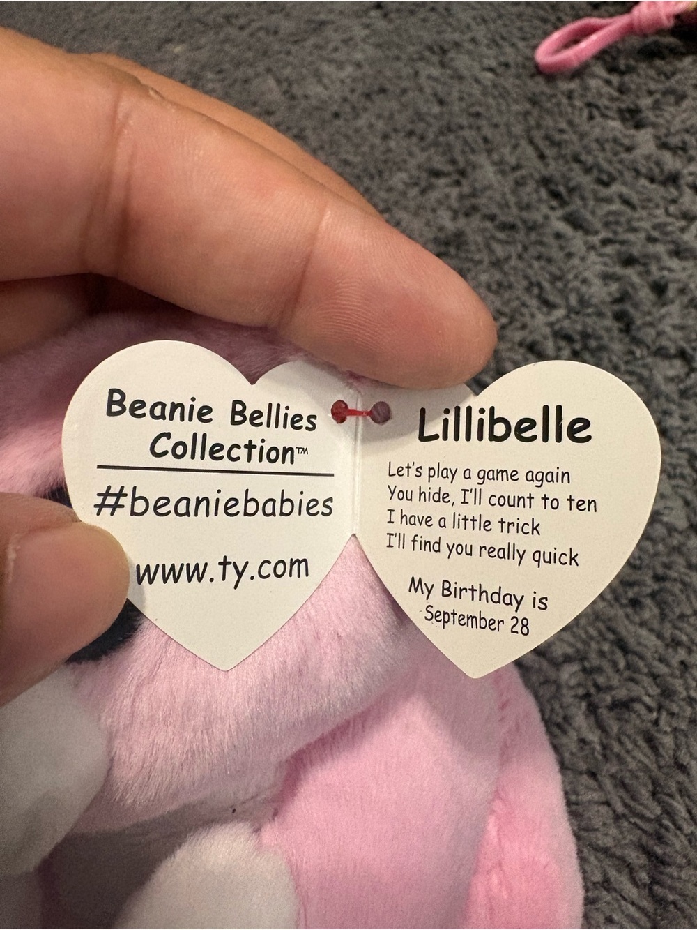 NWT Beanie Bellies pink and white  cat whose name is Lillibelle - Picture 3 of 3